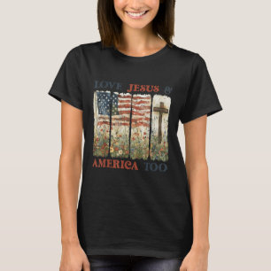 Liebt und Jesus Amerika auch 4. Juli Wildblume T-Shirt