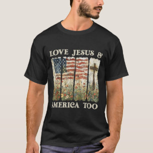 Liebt und Jesus Amerika auch 4. Juli Wildblume T-Shirt