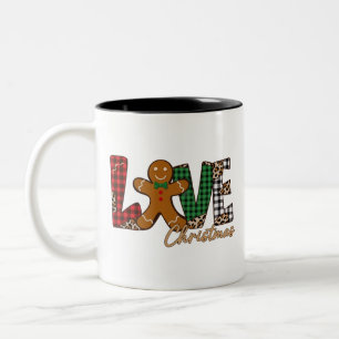 Liebt Weihnachten Lebkuchen Familie Xmas Urlaub Zweifarbige Tasse