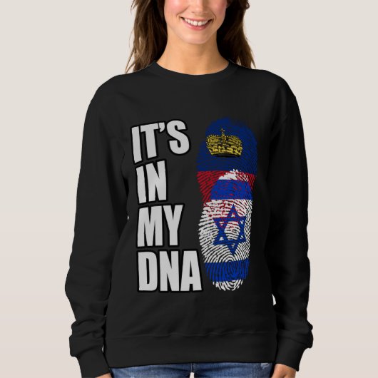 Liechtenstein And Israeli Mix DNA Heritage Flag Sweatshirt (Vorderseite)