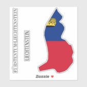 Liechtenstein Flag Map Kontur Aufkleber (Blatt)