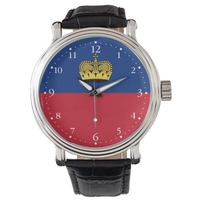 Liechtenstein-Flagge Armbanduhr (Vorderseite)