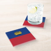Liechtenstein-Flagge Glasuntersetzer (Schrägansicht)