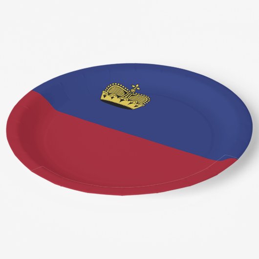Liechtenstein-Flagge Pappteller (Schrägansicht)