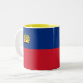 Liechtenstein-Flagge Zweifarbige Tasse (Vorderseite Links)