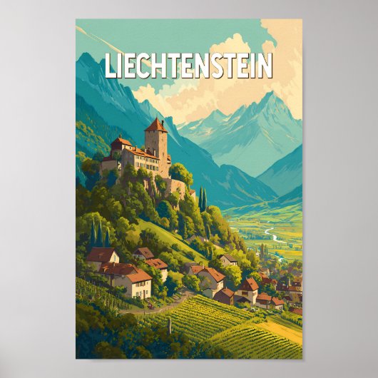 Liechtenstein Illustration Reise Kunst Vintage Poster (Vorne)