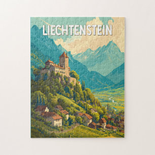 Liechtenstein Illustration Reise Kunst Vintage Puzzle