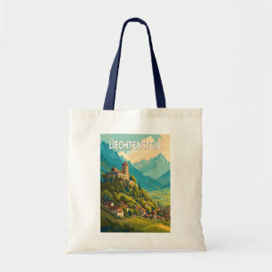 Liechtenstein Illustration Reise Kunst Vintage Tragetasche