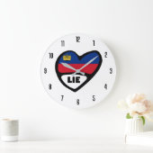 Liechtenstein Ländercode LIE Flaggenmitte Große Wanduhr (Zuhause)