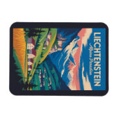 Liechtenstein Landscape Illustration Travel Art Magnet (Horizontal)