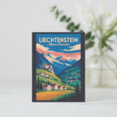 Liechtenstein Landscape Illustration Travel Art Postkarte (Stehend Vorderseite)