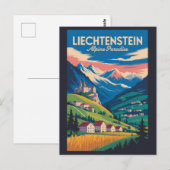 Liechtenstein Landscape Illustration Travel Art Postkarte (Vorne/Hinten)