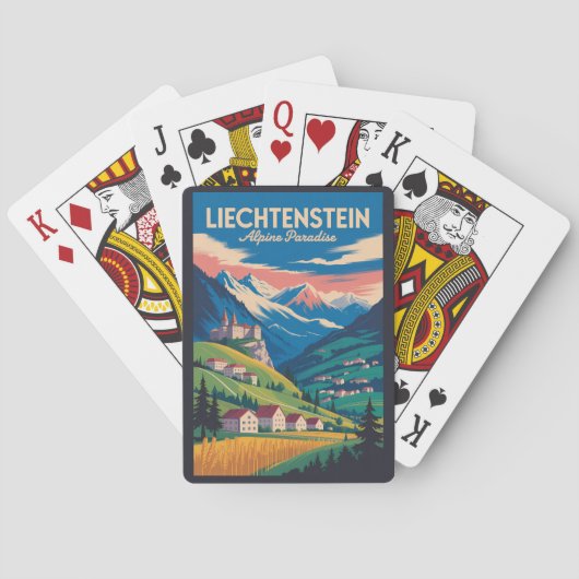 Liechtenstein Landscape Illustration Travel Art Spielkarten (Rückseite)