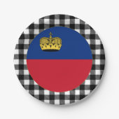 Liechtenstein Plate, elegantes Büffel kariert & Fl Pappteller (Vorderseite)