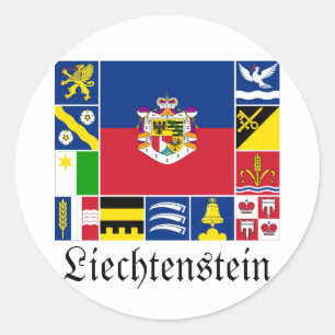 Liechtenstein und seine Gemeinden Flags Runder Aufkleber