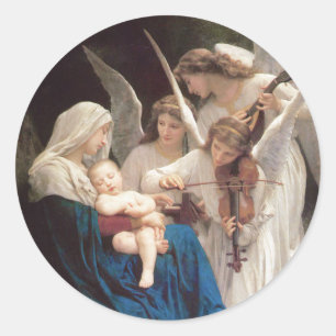 Lied der Engel (1881) von Bouguereau Runder Aufkleber
