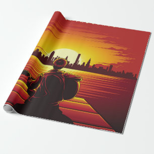 Lied des Sonnenuntergangs Illustration Sonnenunter Geschenkpapier