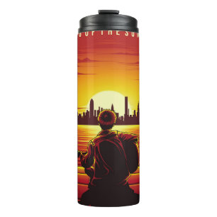Lied des Sonnenuntergangs Illustration Sonnenunter Thermosbecher