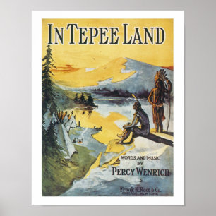 Lied Tepee-Land-im Vintagen Kunst-Plakat Poster