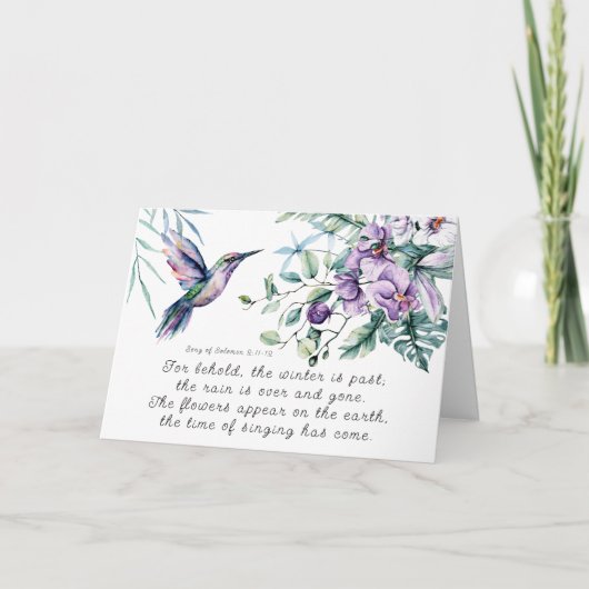 Lied von Solomon 2:11-12 Hummingbird Blume Bibel Karte (Vorderseite)