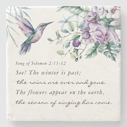 Lied von Solomon 2:11-12 Hummingbird Blume Bibel Steinuntersetzer (Vorderseite)
