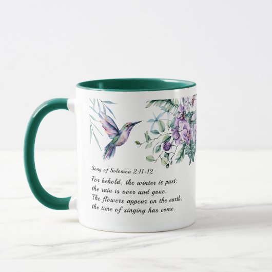 Lied von Solomon 2:11-12 Hummingbird Blume Bibel Tasse (Links)