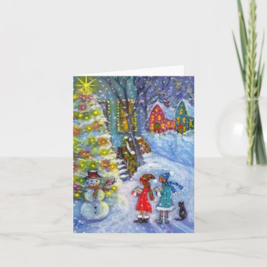 Liede für den Schneemann Feiertagskarte (Vorderseite)