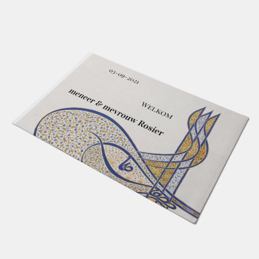 Liefde blijvend huwelijkscadeau met naam deurmat fußmatte (Schrägansicht)