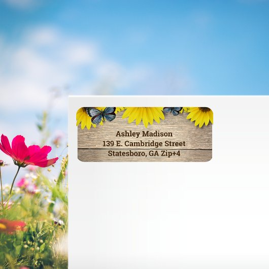 Lieferadresse für rustikale Sonnenblumen Adressaufkleber