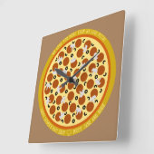 Lieferbox für Pizza mit benutzerdefiniertem Text | Quadratische Wanduhr (Winkel)