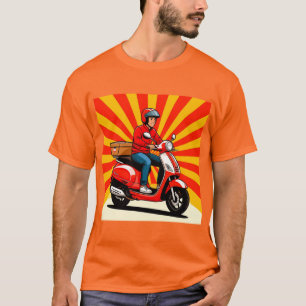 Lieferfahrer auf modernem Roller T-Shirt