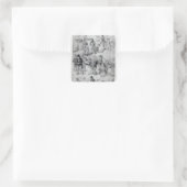 Liefern des Abendessens, 1841 Quadratischer Aufkleber (Tasche)