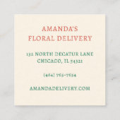 LIEFERN Niedlicher Girl Riding Fahrrad mit Blume Quadratische Visitenkarte (Rückseite)