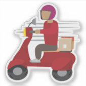Lieferperson fährt Roller Aufkleber (Vorderseite)