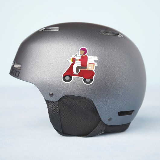 Lieferperson fährt Roller Aufkleber (Helmseite)