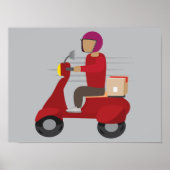 Lieferperson fährt Roller Poster (Vorne)