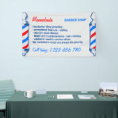 Lieferservice für rote Pole aus dem Barberblau-Nav Banner (Messeveranstaltung)