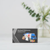 Liefertreiber fallen Pakete ab Visitenkarte (Stehend Vorderseite)