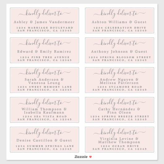 Lieferung an das Calligraphy Wedding Guest Address Aufkleber (Blatt)