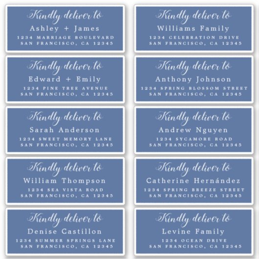 Lieferung an das Calligraphy Wedding Guest Address Aufkleber (Vorderseite)