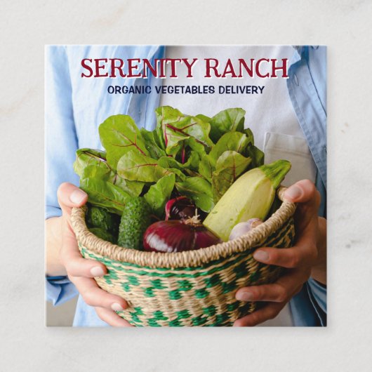 Lieferung Bio Gemüse, landwirtschaftlicher Betrieb Quadratische Visitenkarte (Vorderseite)