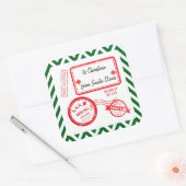 Lieferung der Post an den Nordpol von Santa Squ Quadratischer Aufkleber (Umschlag)