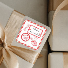 Lieferung der Post an den Nordpol von Weihnachten Quadratischer Aufkleber