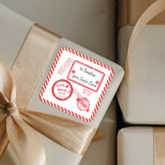 Lieferung der Post an den Nordpol von Weihnachten Quadratischer Aufkleber