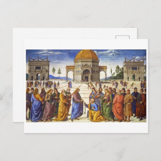 Lieferung der Schlüssel | Pietro Perugino | Postkarte (Vorne/Hinten)