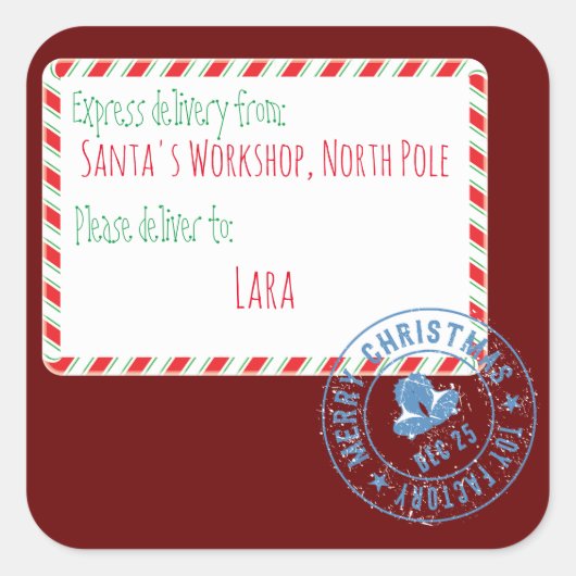Lieferung des Weihnachtswerkstättes Quadratischer Aufkleber (Vorderseite)