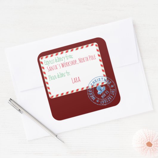 Lieferung des Weihnachtswerkstättes Quadratischer Aufkleber (Umschlag)