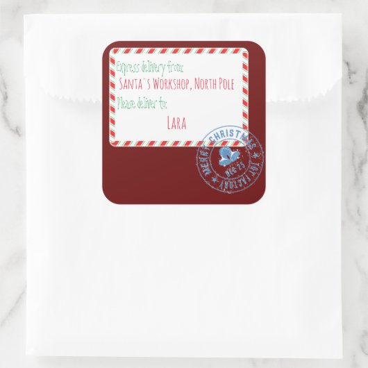 Lieferung des Weihnachtswerkstättes Quadratischer Aufkleber (Tasche)