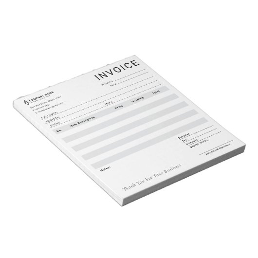 Lieferung moderner Business Invoice Notizblock (angewinkelt)