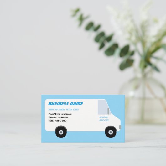 Lieferung Van Blue Business Card Visitenkarte (Stehend Vorderseite)